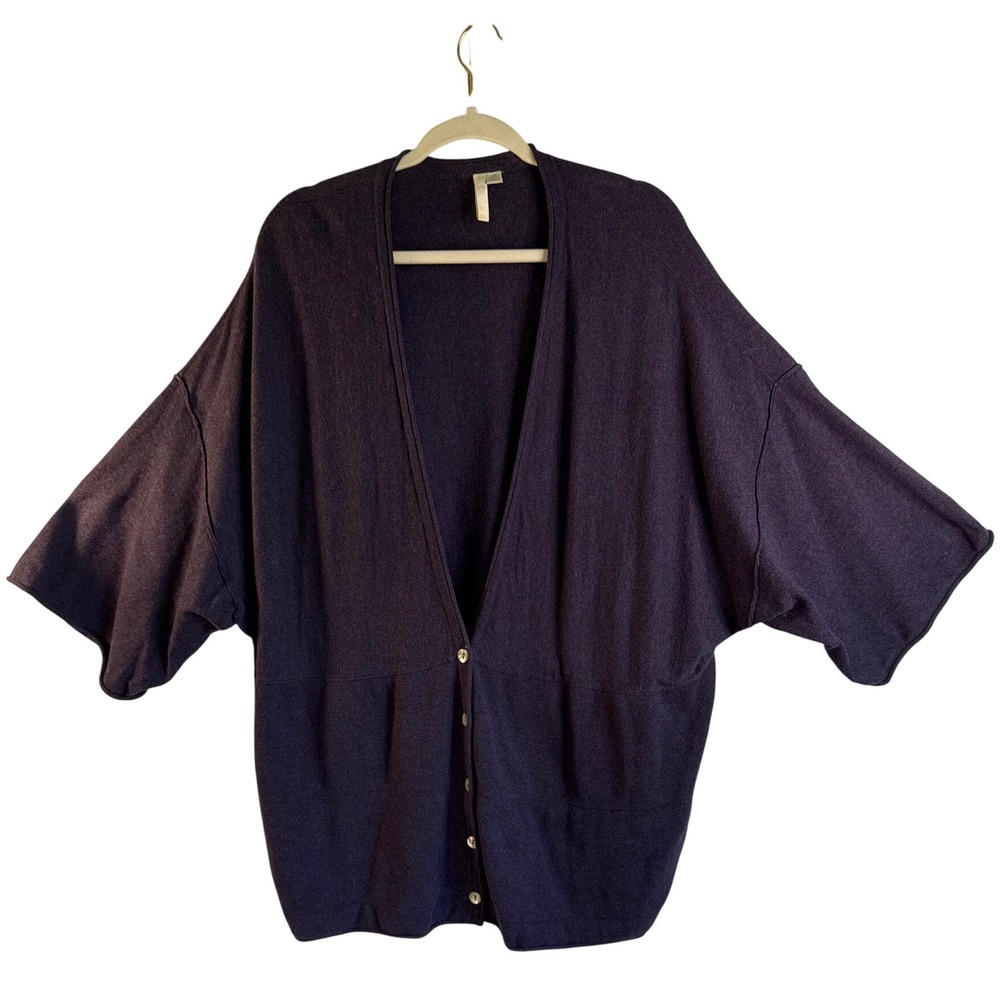 Pure Jill J. Jill Purple Cotton Cashmere Dolman Sleeve Cardigan Sweater 2X